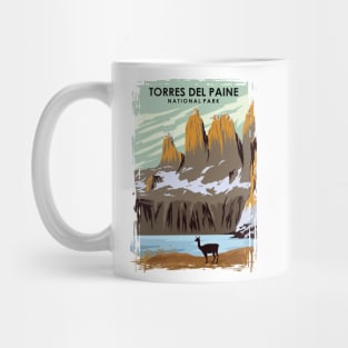 Torres Del Paine Natonal Park Vintage Minimal Chile Travel Poster Mug